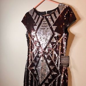 Arden B Sequin Tribal Pattern Dress NWT Large